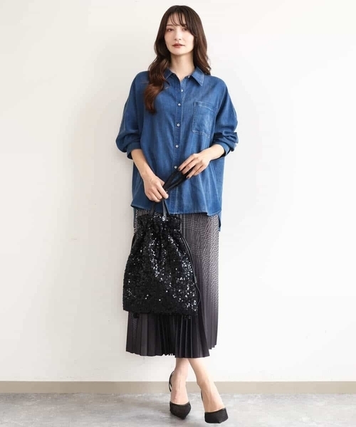 MK MICHEL KLEIN（エムケーミッシェルクラン）の「[洗える]グラデーションデザインニットプリーツスカート（スカート・レディース・ブラウン系/グレー系/ブルーグレー・38）」の17枚目の写真
