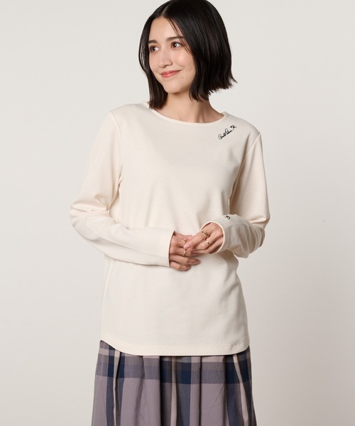 Arnold Palmer(アーノルドパーマー)の「パーマー ワンポイント ロングスリーブ Tシャツ(Tシャツ/カットソー・レディース・アイボリー/杢グレー/ダークブラウン/ブラック・S/M/L)」の1枚目の写真