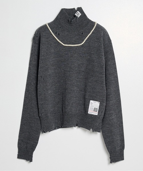 Maison MIHARA YASUHIRO(メゾンミハラヤスヒロ)の「【Maison MIHARA YASUHIRO/メゾンミハラヤスヒロ】Pearl Distressed Knit Sweater/ニットセーター(ニット/セーター・レディース・ブラック/グレー・36)」の4枚目の写真
