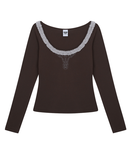 LUVISTRUE（ラヴイズトゥルー）の「RL FRILL SLEEVE TEE(BROWN)（Tシャツ/カットソー・レディース・その他・FREE）」の2枚目の写真