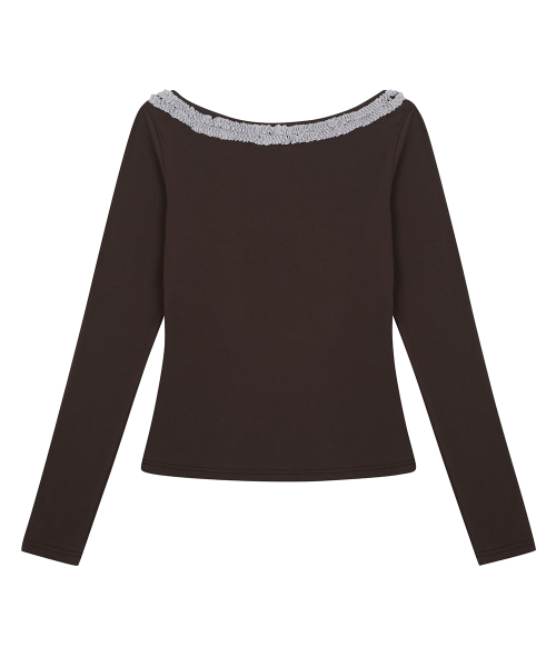 LUVISTRUE（ラヴイズトゥルー）の「RL FRILL SLEEVE TEE(BROWN)（Tシャツ/カットソー・レディース・その他・FREE）」の3枚目の写真