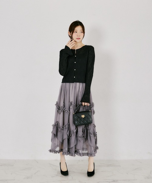 tocco closet(トッコ クローゼット)の「【ZOZO限定】シアーレース袖口フレアカーディガン(カーディガン/ボレロ・レディース・ブラック/アイボリー・M)」の18枚目の写真