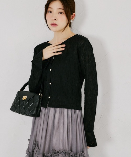 tocco closet(トッコ クローゼット)の「【ZOZO限定】シアーレース袖口フレアカーディガン(カーディガン/ボレロ・レディース・ブラック/アイボリー・M)」の20枚目の写真