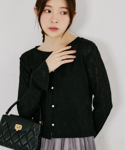 tocco closet(トッコ クローゼット)の「【ZOZO限定】シアーレース袖口フレアカーディガン(カーディガン/ボレロ・レディース・ブラック/アイボリー・M)」の21枚目の写真