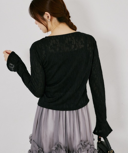 tocco closet(トッコ クローゼット)の「【ZOZO限定】シアーレース袖口フレアカーディガン(カーディガン/ボレロ・レディース・ブラック/アイボリー・M)」の22枚目の写真