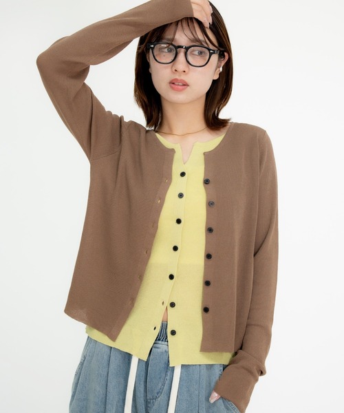 bashful base Oriental(バッシュフルベースオリエンタル)の「【bbO】レイヤードライク配色ニットカーディガン(ニット/セーター・レディース・チャコールグレー/モカ/アイボリー・FREE)」の19枚目の写真