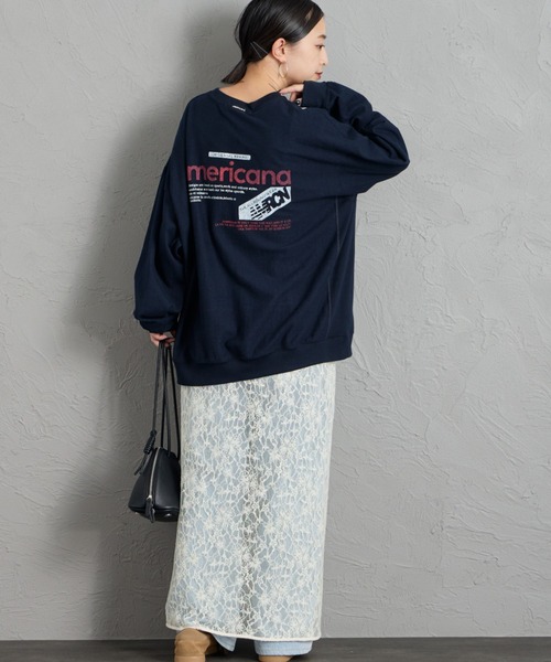 AMERICANA（アメリカーナ）の「[Americana/アメリカーナ] americana バックプリントロンT（Tシャツ/カットソー・レディース・マスタード/オートミール/ネイビー・ONE SIZE）」の8枚目の写真