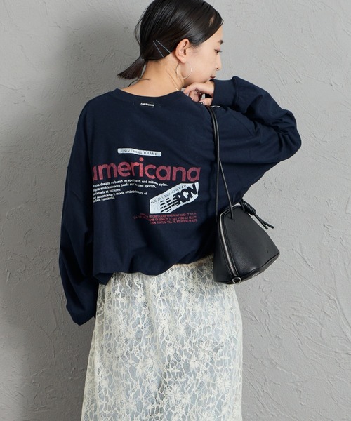 AMERICANA（アメリカーナ）の「[Americana/アメリカーナ] americana バックプリントロンT（Tシャツ/カットソー・レディース・マスタード/オートミール/ネイビー・ONE SIZE）」の14枚目の写真