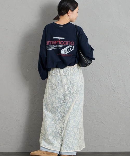 AMERICANA（アメリカーナ）の「[Americana/アメリカーナ] americana バックプリントロンT（Tシャツ/カットソー・レディース・マスタード/オートミール/ネイビー・ONE SIZE）」の16枚目の写真