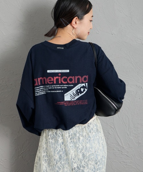 AMERICANA（アメリカーナ）の「[Americana/アメリカーナ] americana バックプリントロンT（Tシャツ/カットソー・レディース・マスタード/オートミール/ネイビー・ONE SIZE）」の12枚目の写真