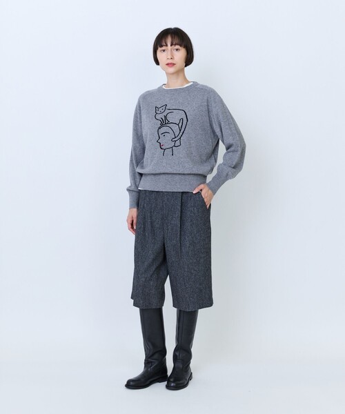 LOISIR(ロワズィール)の「ウール混ツイードハーフパンツ(その他パンツ・レディース・グレー系その他/ネイビー・38/40)」の4枚目の写真
