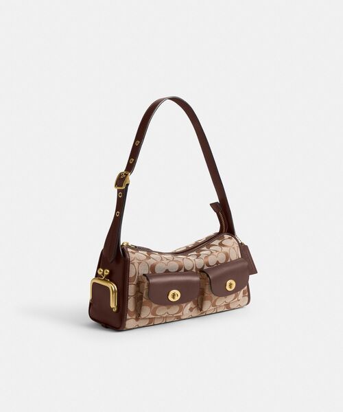 COACH（コーチ）の「ターンロック ハバーサック バッグ 27・シグネチャー ジャカード（ショルダーバッグ・レディース・ブラウン系その他・ONE）」の4枚目の写真
