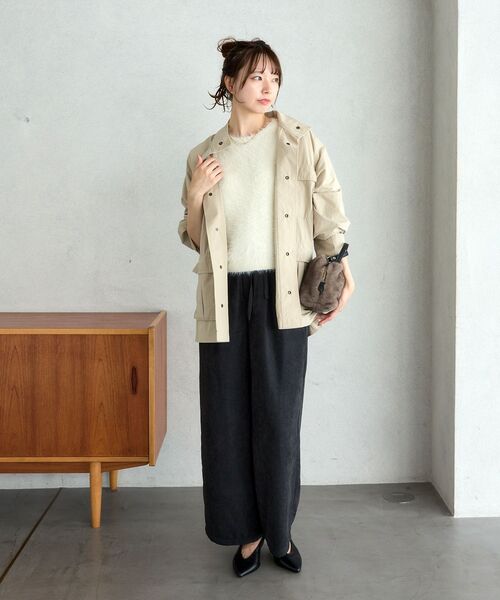 le.coeur blanc(ルクールブラン)の「フェザーヤーンハーフスリーブニット(ニット/セーター・レディース・ベージュ/オフホワイト/ピンク・38)」の12枚目の写真