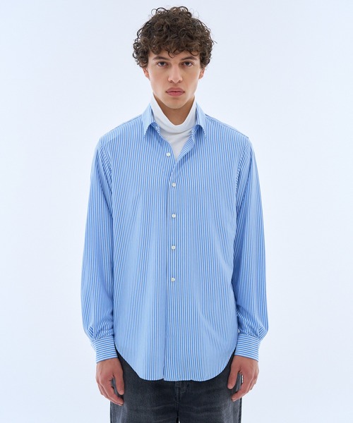 ESTNATION(エストネーション)の「GOOD PEOPLE GOOD STITCHING GOOD PRODUCT for ESTNATION / シルクコットン スーパーハイゲージ ジャージーシャツ(シャツ/ブラウス・メンズ・ライトブルー/カリビアンブルー/アイボリー・MEDIUM/LARGE)」の3枚目の写真