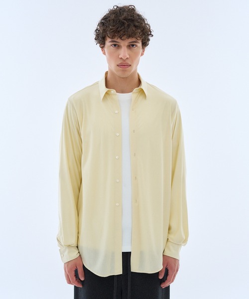 ESTNATION(エストネーション)の「GOOD PEOPLE GOOD STITCHING GOOD PRODUCT for ESTNATION / シルクコットン スーパーハイゲージ ジャージーシャツ(シャツ/ブラウス・メンズ・ライトブルー/カリビアンブルー/アイボリー・MEDIUM/LARGE)」の1枚目の写真