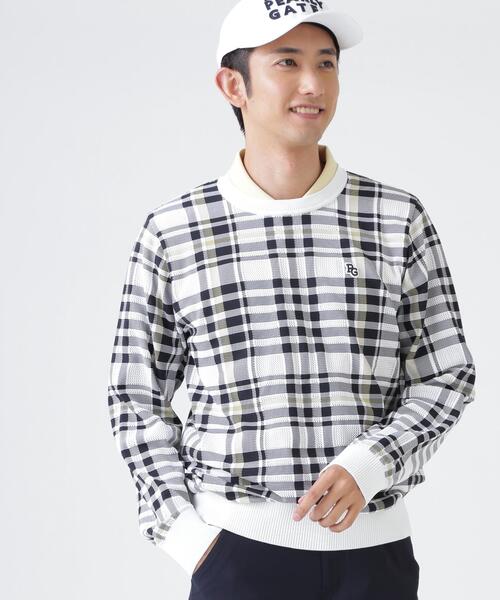 PEARLY GATES(パーリーゲイツ)の「【PEARLY GATES】14Gメッシュクルーネックニットプルオーバー <チェック柄> (MENS)(ニット/セーター・メンズ・ホワイト系その他・MEDIUM/LARGE/XX-LARGE/X-LARGE)」の2枚目の写真