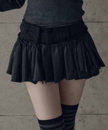 material mix pleated ribbon mini skirt / 異素材プリーツリボンミニスカート