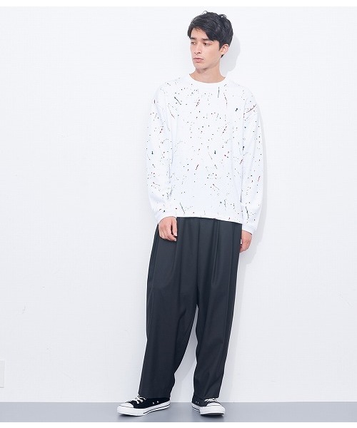 ADAM ET ROPE'（アダムエロペ）の「ドリッピングスウェット（スウェット・メンズ・ホワイト/ブラック・MEDIUM/L/M）」の3枚目の写真