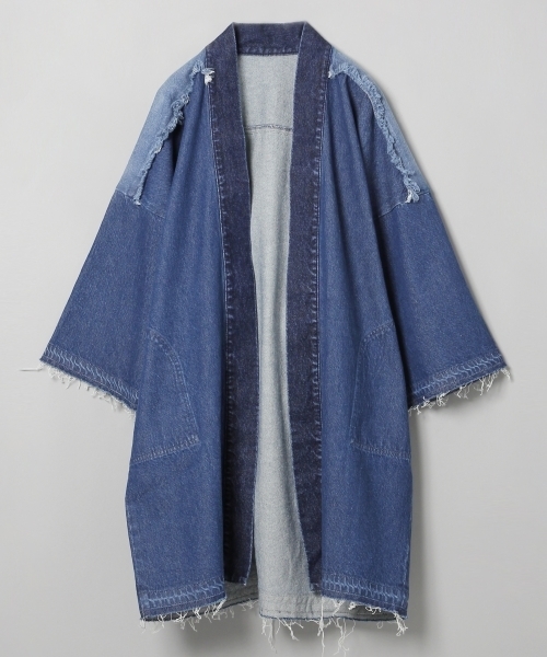 Jeanasis ジーナシス の ノーカラーデニムハーフコート デニムジャケット Wear