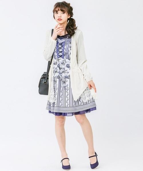 axes femme(アクシーズファム)の「ローズストライプジャンドレ(ワンピース・レディース・ピンク/サックスブルー/ブラック・MEDIUM)」の1枚目の写真