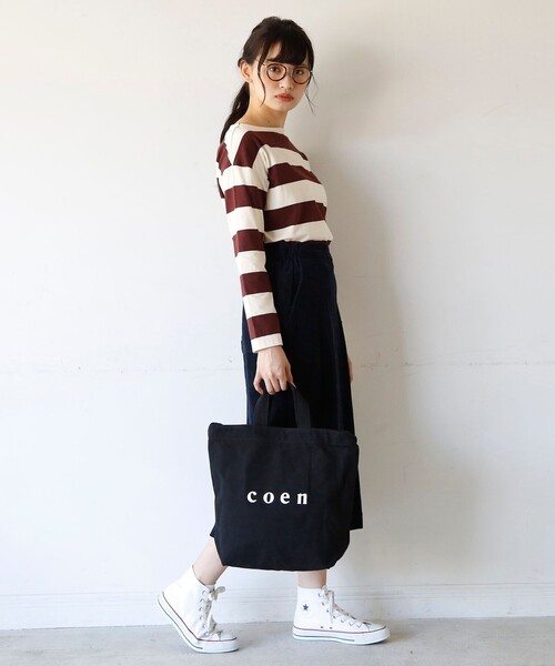 coen（コーエン）の「coen2WAYロゴトートバッグ（トートバッグ・レディース・オフホワイト/ブラック/シルバー/カーキ/ライトブルー/ライトピンク・FREE）」の12枚目の写真