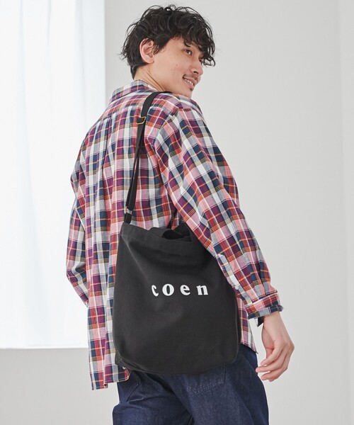 coen（コーエン）の「coen2WAYロゴトートバッグ（トートバッグ・レディース・オフホワイト/ブラック/シルバー/カーキ/ライトブルー/ライトピンク・FREE）」の14枚目の写真
