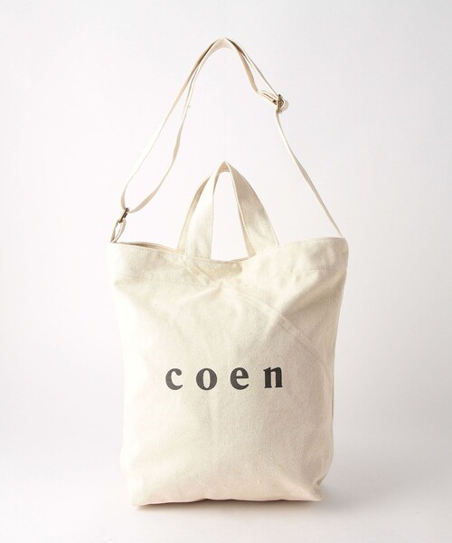 coen（コーエン）の「coen2WAYロゴトートバッグ（トートバッグ・レディース・オフホワイト/ブラック/シルバー/カーキ/ライトブルー/ライトピンク・FREE）」の15枚目の写真