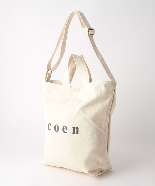 coen（コーエン）の「coen2WAYロゴトートバッグ（トートバッグ・レディース・オフホワイト/ブラック/シルバー/カーキ/ライトブルー/ライトピンク・FREE）」の16枚目の写真