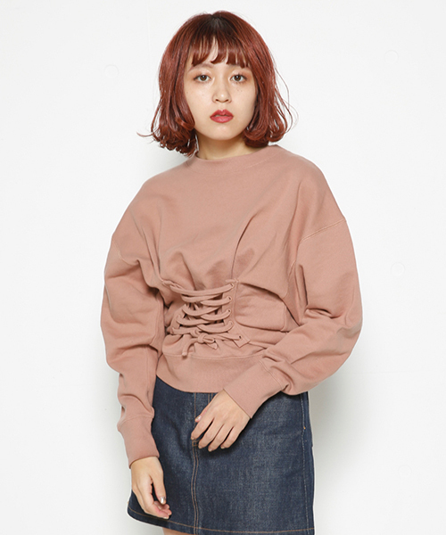 SLY（スライ）の「FRONT LACE UP SW TOPS（Tシャツ/カットソー・レディース・ブラック/ピンク系その他/トップグレー/ベージュ・FREE）」の4枚目の写真