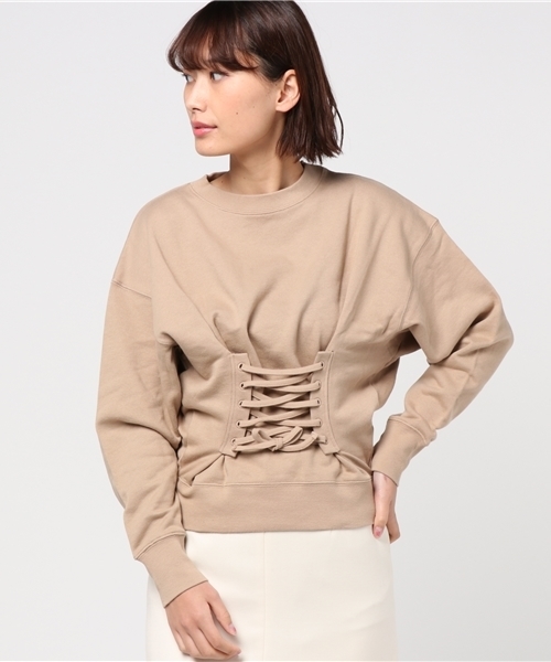 SLY（スライ）の「FRONT LACE UP SW TOPS（Tシャツ/カットソー・レディース・ブラック/ピンク系その他/トップグレー/ベージュ・FREE）」の14枚目の写真