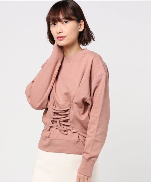 SLY（スライ）の「FRONT LACE UP SW TOPS（Tシャツ/カットソー・レディース・ブラック/ピンク系その他/トップグレー/ベージュ・FREE）」の15枚目の写真