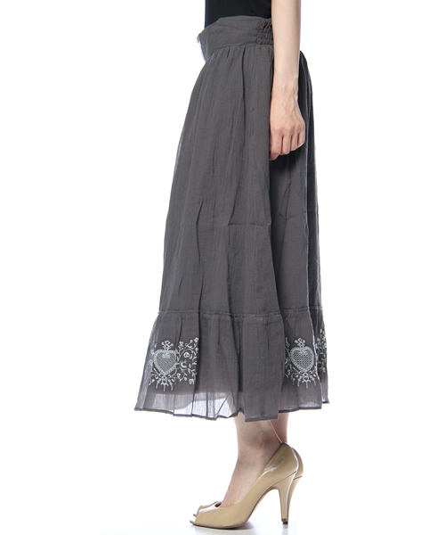coen(コーエン)の「エンブロイダリー2wayスカート(スカート・レディース・ダークグレー/ホワイト・フリー)」の4枚目の写真
