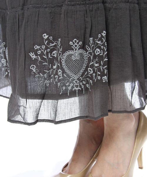 coen(コーエン)の「エンブロイダリー2wayスカート(スカート・レディース・ダークグレー/ホワイト・フリー)」の8枚目の写真