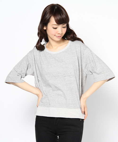 BEAUTY&YOUTH UNITED ARROWS(ビューティーアンドユースユナイテッドアローズ)の「BY AMERICANA ガーゼポケット7分袖 ◆(Tシャツ/カットソー・レディース・グレー/シャーベット/イエロー/ターコイズブルー・フリー)」の2枚目の写真