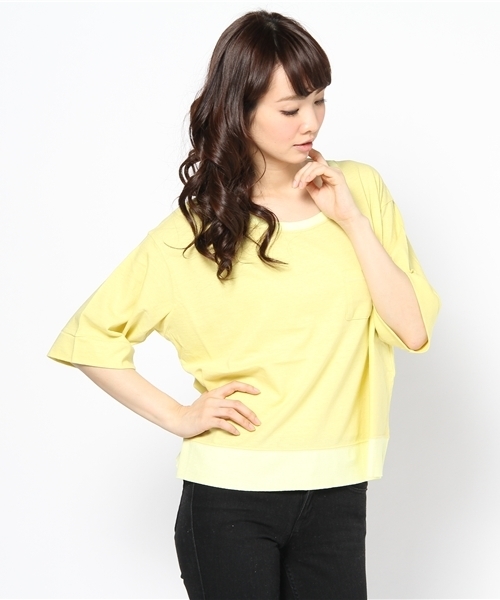 BEAUTY&YOUTH UNITED ARROWS(ビューティーアンドユースユナイテッドアローズ)の「BY AMERICANA ガーゼポケット7分袖 ◆(Tシャツ/カットソー・レディース・グレー/シャーベット/イエロー/ターコイズブルー・フリー)」の4枚目の写真