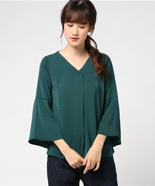 IMAGE COLLECTION(イマージュコレクション)の「袖スリットブラウス(シャツ/ブラウス・レディース・ボルドー/ネイビー/ダークグリーン・11号/7号/9号/13号/5号/15号)」の1枚目の写真