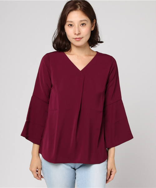 IMAGE COLLECTION(イマージュコレクション)の「袖スリットブラウス(シャツ/ブラウス・レディース・ボルドー/ネイビー/ダークグリーン・11号/7号/9号/13号/5号/15号)」の4枚目の写真