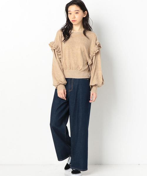 Another Edition(アナザーエディション)の「袖フリルプルオーバー ◆(ニット/セーター・レディース・ベージュ/パープル/ダークグレー・FREE)」の7枚目の写真