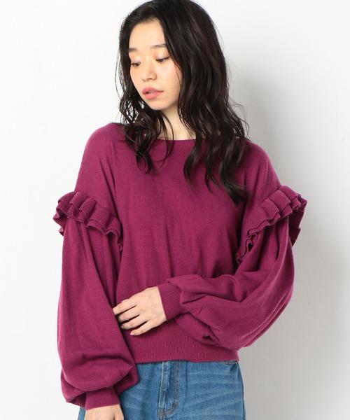 Another Edition(アナザーエディション)の「袖フリルプルオーバー ◆(ニット/セーター・レディース・ベージュ/パープル/ダークグレー・FREE)」の14枚目の写真