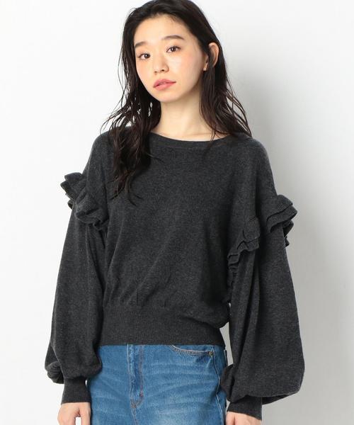 Another Edition(アナザーエディション)の「袖フリルプルオーバー ◆(ニット/セーター・レディース・ベージュ/パープル/ダークグレー・FREE)」の21枚目の写真