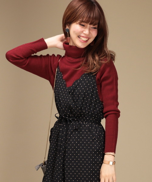 natural couture（ナチュラルクチュール）の「リブタートルニット（ニット/セーター・レディース・ブラック/レッド/オフホワイト/キャメル/ブラック×ホワイト・FREE）」の22枚目の写真