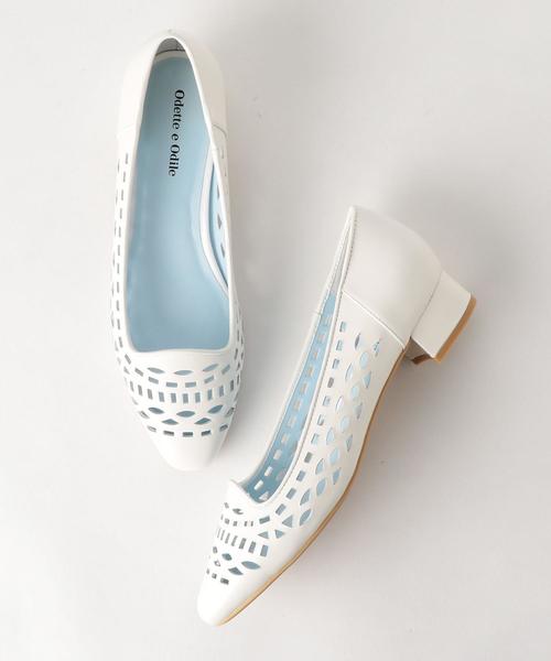 ODETTE E ODILE（オデットエオディール）の「OFC スクエアパンチング パンプス30↓↑（パンプス・レディース・ベージュ/パープル/ネイビー/イエロー/ホワイト・22.5cm/22cm/23.5cm/23cm/24.5cm/24cm/25cm/21.5cm）」の2枚目の写真