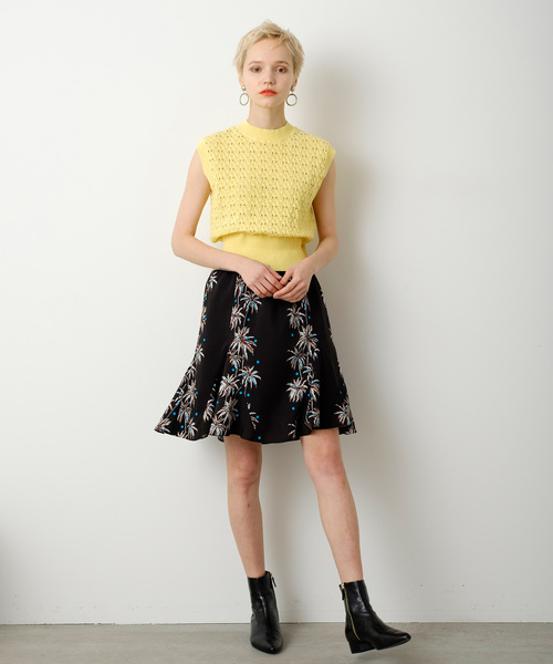 Banner Barrett(バナーバレット)の「PARM TREE PRINT SKIRT/パームツリープリントフレアスカート(スカート・レディース・ブルー/ブラック・38)」の2枚目の写真