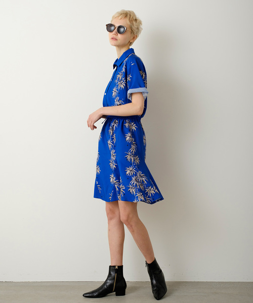 Banner Barrett(バナーバレット)の「PARM TREE PRINT SKIRT/パームツリープリントフレアスカート(スカート・レディース・ブルー/ブラック・38)」の3枚目の写真