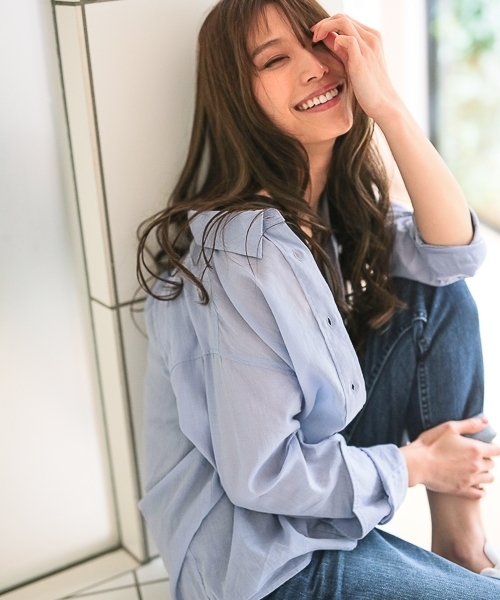 BAYFLOW（ベイフロー）の「BAYFLOW／ラミーコットンシャツ 18SS（シャツ/ブラウス・レディース・ホワイト/イエロー/ピンク/サックスブルー/カーキ/ラベンダー・SMALL/MEDIUM/LARGE）」の4枚目の写真