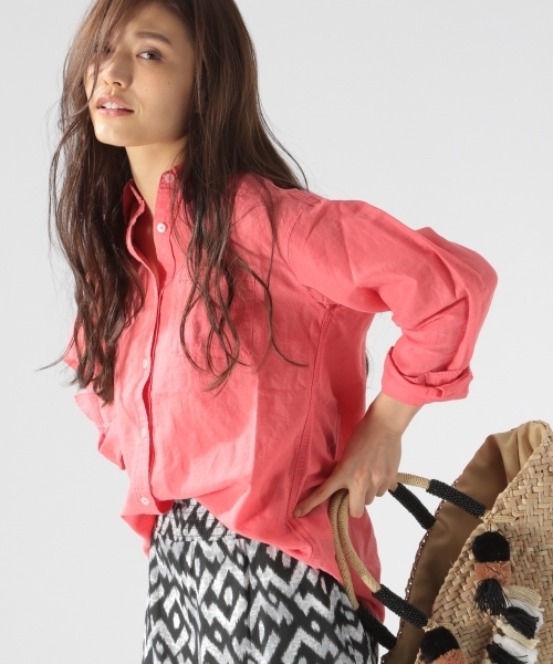 BAYFLOW（ベイフロー）の「BAYFLOW／ラミーコットンシャツ 18SS（シャツ/ブラウス・レディース・ホワイト/イエロー/ピンク/サックスブルー/カーキ/ラベンダー・SMALL/MEDIUM/LARGE）」の6枚目の写真