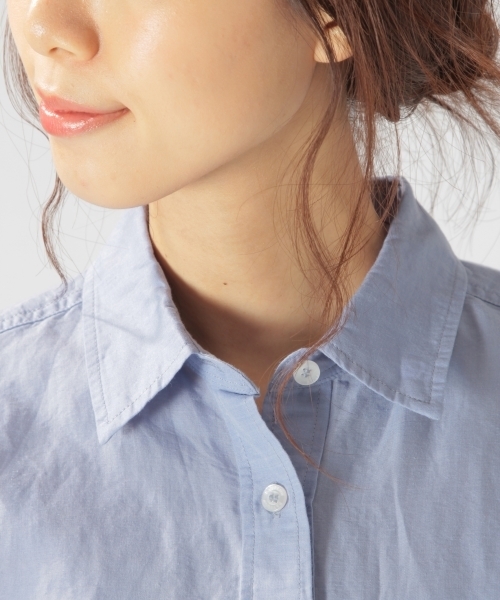 BAYFLOW（ベイフロー）の「BAYFLOW／ラミーコットンシャツ 18SS（シャツ/ブラウス・レディース・ホワイト/イエロー/ピンク/サックスブルー/カーキ/ラベンダー・SMALL/MEDIUM/LARGE）」の9枚目の写真