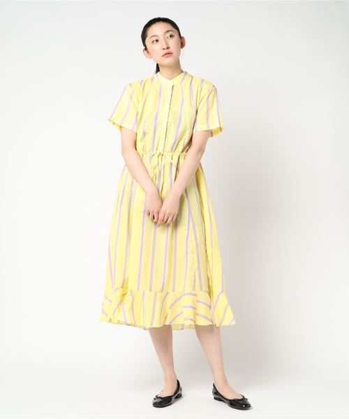 Meow（ミャオ）の「【Meow】STRIPE GIRLY  OP（ワンピース・レディース・ピンク/イエロー・FREE）」の2枚目の写真