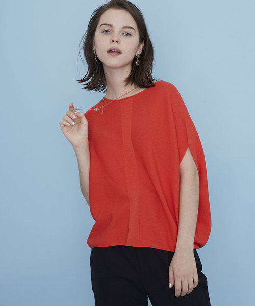 UNITED TOKYO（ユナイテッドトウキョウ）の「ラウンドシェイプホールガーメントニット（ニット/セーター・レディース・ブラック/オフホワイト/オレンジ/ラベンダー・1）」の4枚目の写真