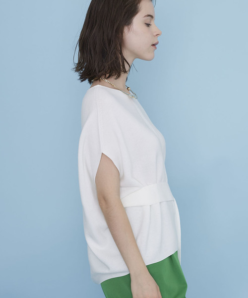 UNITED TOKYO（ユナイテッドトウキョウ）の「ラウンドシェイプホールガーメントニット（ニット/セーター・レディース・ブラック/オフホワイト/オレンジ/ラベンダー・1）」の7枚目の写真